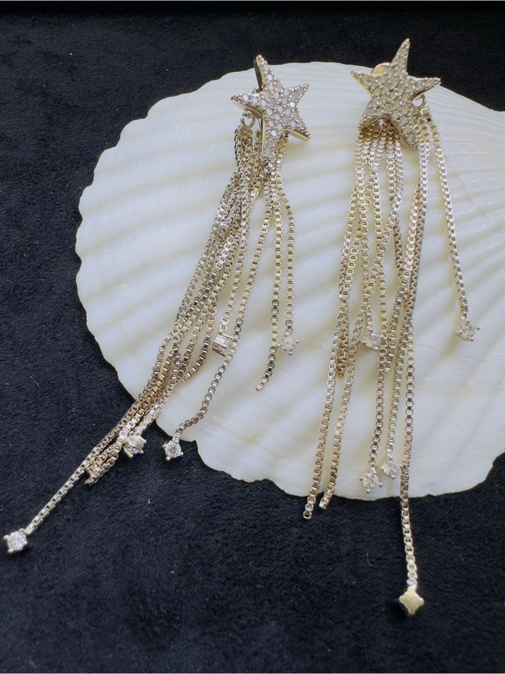 Radiant Gold Star Tassel Earrings - Women Jewelry
